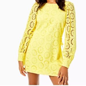 Lilly Pulitzer calla yellow Aisha eyelet romper.